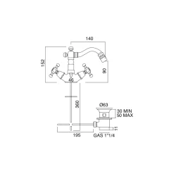 Viadurini Bathroom Bidetarmaturen-Messing-Einloch-Bidetmischer im Vintage-Stil Made in Italy - Ursula