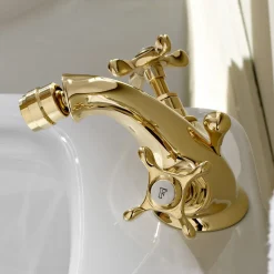 Viadurini Taps Bidetarmaturen-Messing-Einloch-Wasserhahn für Bidet Klassische Schmetterlingsgriffe - Fioretta