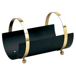 Viadurini Fire Design Kaminholzständer Aus Eisen Und Stahl-Messing-Holzhalter mit 4 Füßen, hergestellt in Italien – Leone