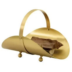 Viadurini Fire Design Kaminholzständer Aus Eisen Und Stahl-Messingholzhalter mit Griff und 4 Füßen Made in Italy - Tiger