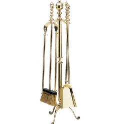 Viadurini Fire Design Kaminbesteck-Messing-Werkzeughalter mit 4 Zubehörteilen, hergestellt in Italien – Nilpferd