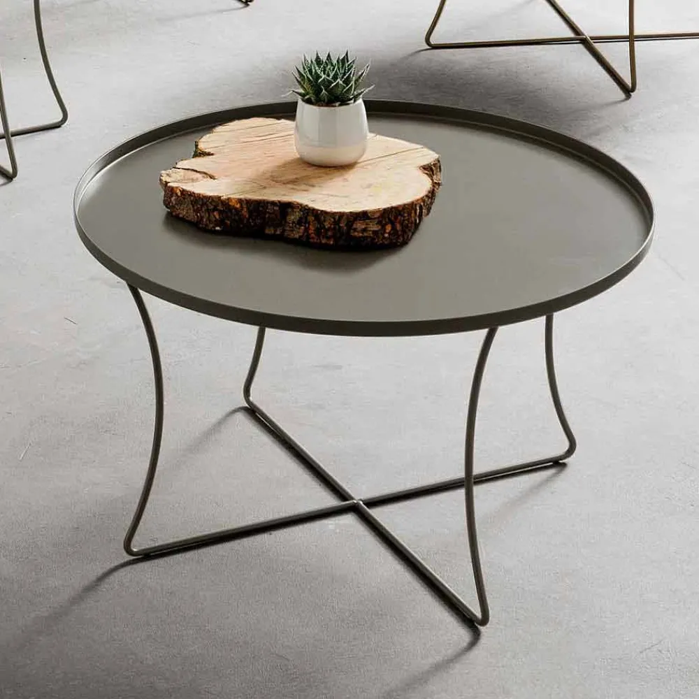 Viadurini Living Moderne Couchtische-Metall Couchtisch mit Behälter Tablett Made in Italy - Numbo