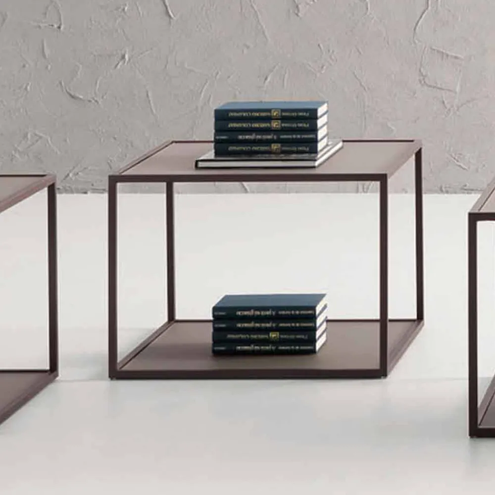 Viadurini Living Moderne Couchtische-Metall Couchtisch mit Kristallplatte Made in Italy - Fermio