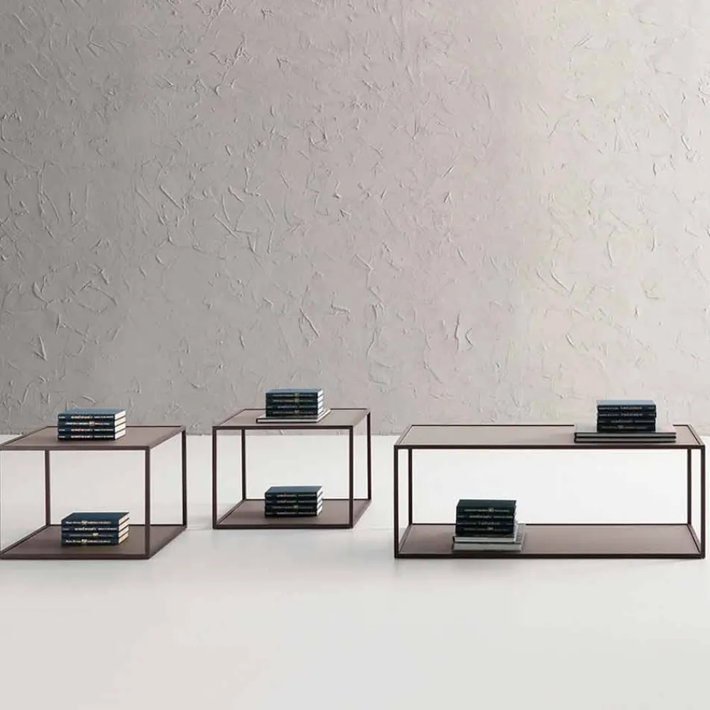 Viadurini Living Moderne Couchtische-Metall Couchtisch mit Kristallplatte Made in Italy - Fermio