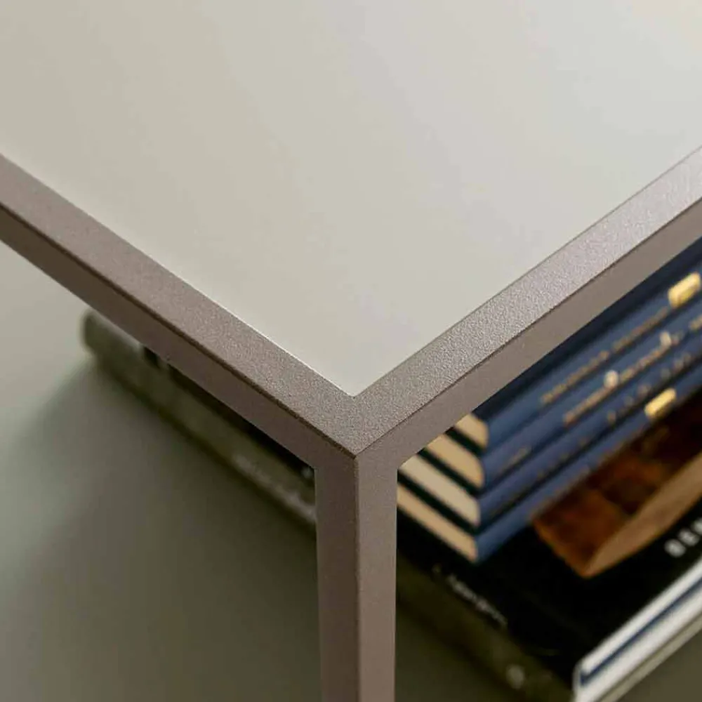 Viadurini Living Moderne Couchtische-Metall Couchtisch mit Kristallplatte Made in Italy - Fermio