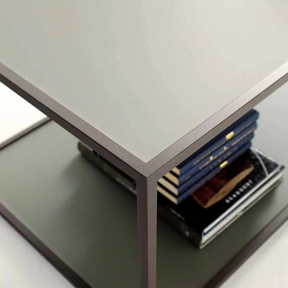 Viadurini Living Moderne Couchtische-Metall Couchtisch mit Kristallplatte Made in Italy - Fermio