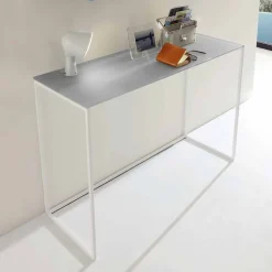 Viadurini Living Konsolentisch Flur-Metall Wohnzimmer Konsole mit Kristallplatte Made in Italy - Iridio