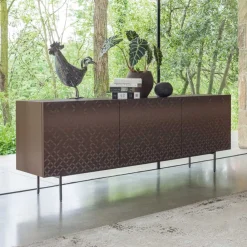 Viadurini Living Sideboards-Metallic-Moka-lackiertes Wohnzimmer-Sideboard mit 3D-Dekoration, hergestellt in Italien – Ahorn