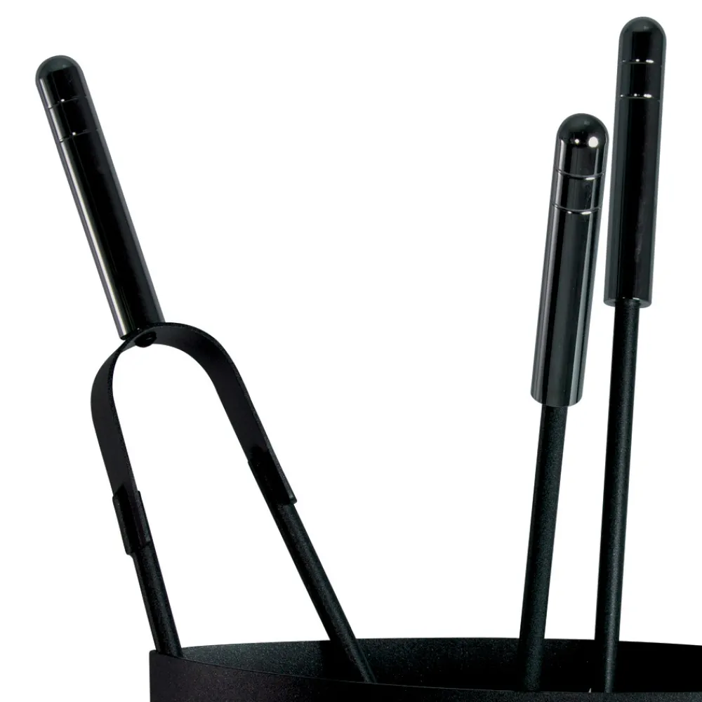 Viadurini Fire Design Kaminbesteck-Metall-Kaminwerkzeughalter mit 4 Zubehörteilen, hergestellt in Italien – Canarino