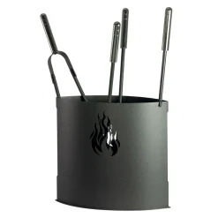 Viadurini Fire Design Kaminbesteck-Metall-Kaminwerkzeughalter mit 4 Zubehörteilen, hergestellt in Italien – Canarino