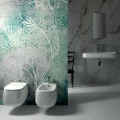 Viadurini Bathroom Wc-Mhite-Keramik mit Wandmontage, n Gaiola, Made in Italy