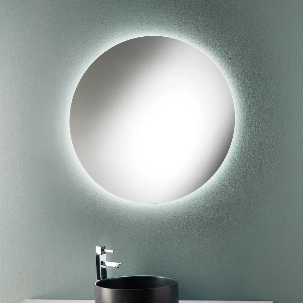 Viadurini Bathroom Wandspiegel-Minimaler runder Wand-Badezimmerspiegel mit 4000K-LED-Licht, hergestellt in Italien – Roteo