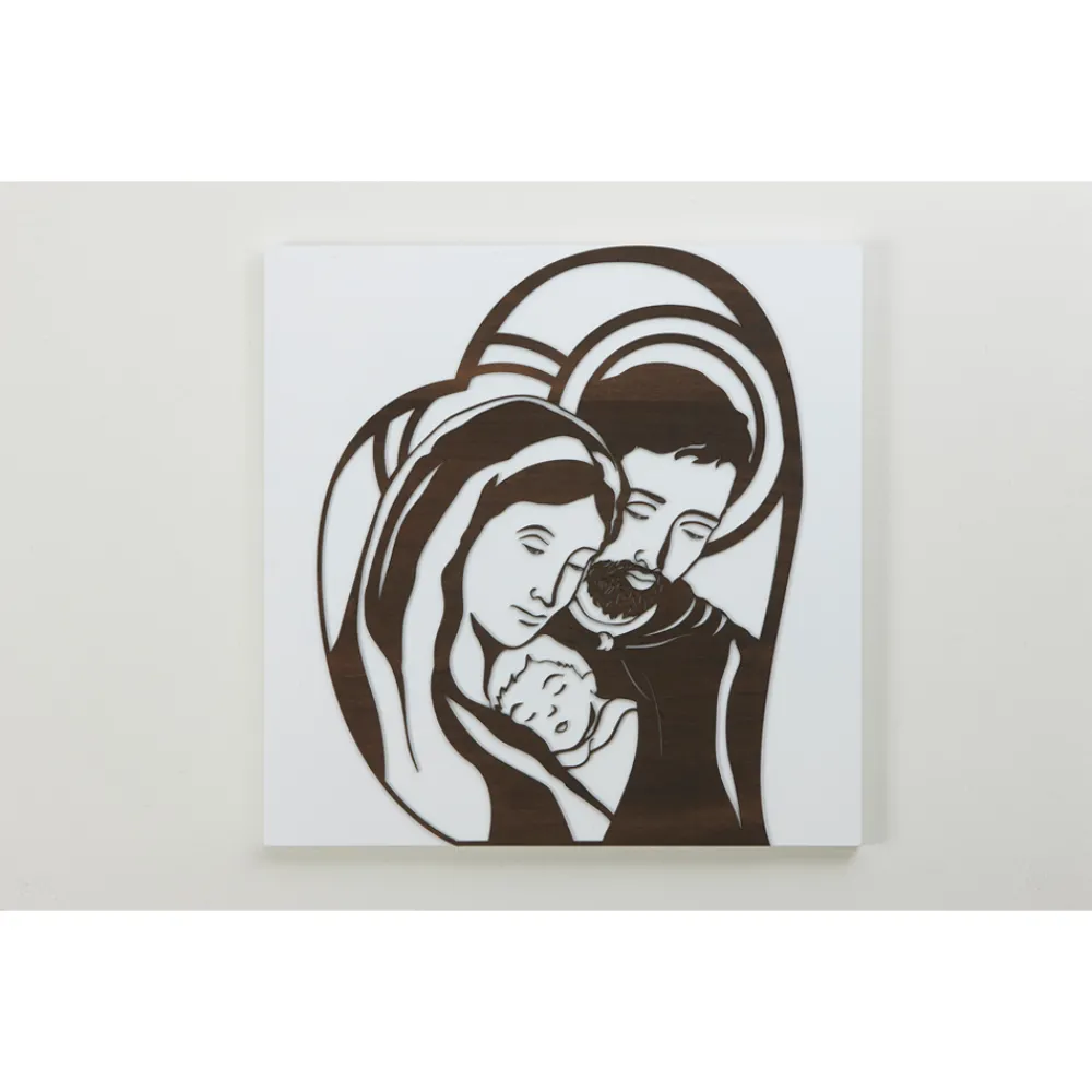 Viadurini Decor Religiöse Bilder-Mit Lasergravur gefertigte Tafel mit Darstellung des heiligen Josef und der Familie – Hina