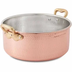 Viadurini Kitchen Kochgeschirr-Mittlerer Topf aus verzinntem Kupfer von Hand rund mit 2 Griffen 24 cm - Gianfranco