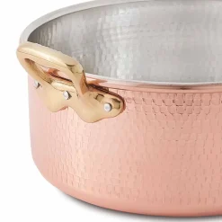 Viadurini Kitchen Kochgeschirr-Mittlerer Topf aus verzinntem Kupfer von Hand rund mit 2 Griffen 24 cm - Gianfranco