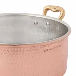 Viadurini Kitchen Kochgeschirr-Mittlerer Topf aus verzinntem Kupfer von Hand rund mit 2 Griffen 24 cm - Gianfranco