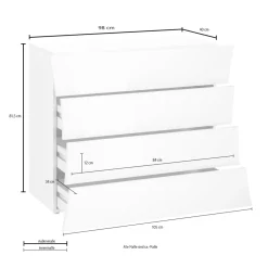 Viadurini Living Kommoden-Mobile weiße Schublade 4 Schubladen Design aus nachhaltigem Holz - Sabine