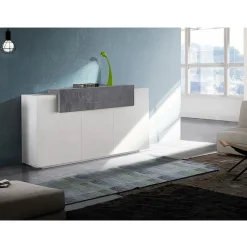 Viadurini Living Sideboards-Mobiles Sideboard 4 Türen Weiß und Anthrazit Holz, Zement oder Ahorn - Therese