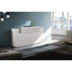 Viadurini Living Sideboards-Mobiles Sideboard 4 Türen Weiß und Anthrazit Holz, Zement oder Ahorn - Therese
