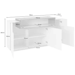 Viadurini Living Sideboards-Mobiles Sideboard 4 Türen Weiß und Anthrazit Holz, Zement oder Ahorn - Therese