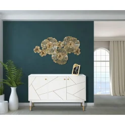 Viadurini Living Anrichte-Mobiles Sideboard aus Mdf mit goldenen Details und Eisenfüßen - Nunzio