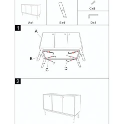 Viadurini Living Anrichte-Mobiles Sideboard aus Mdf mit goldenen Details und Eisenfüßen - Nunzio