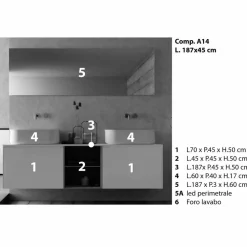Viadurini Bathroom Badmöbel Hängend-Modern Design Suspension Badezimmer Zusammensetzung Made in Italy - Callisi14