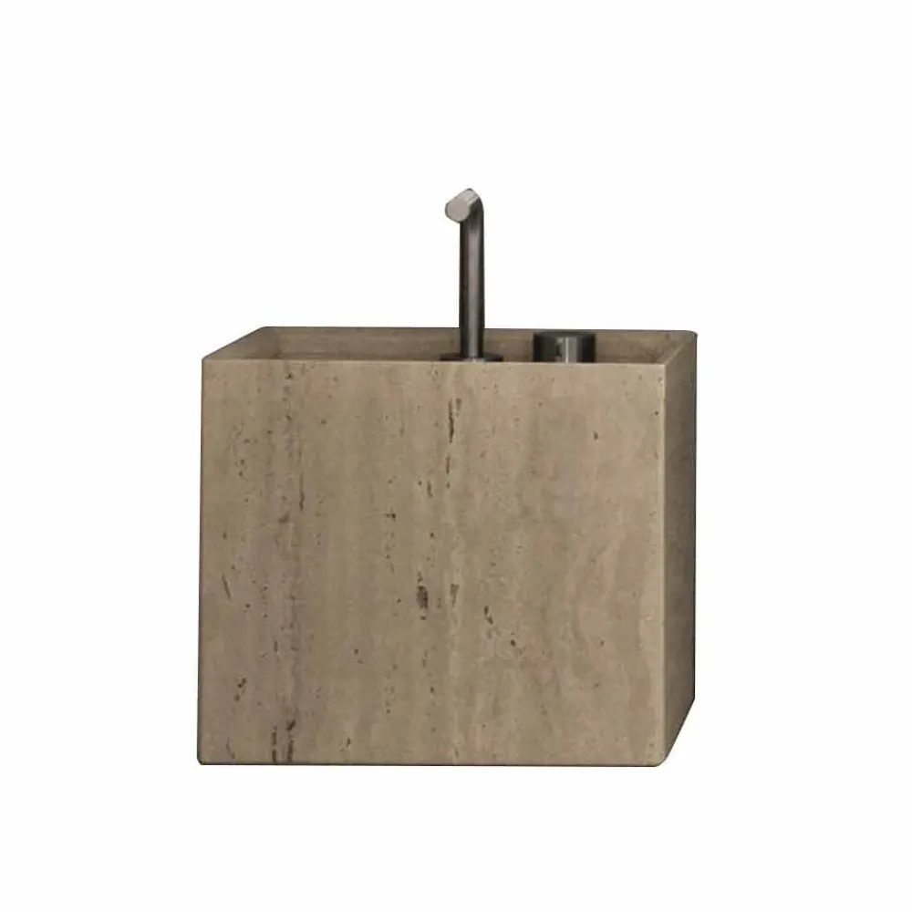 Viadurini Bathroom Steinwaschbecken-Modern Square High Design Arbeitsplatte Stein Badezimmer Waschbecken - Farartlav2