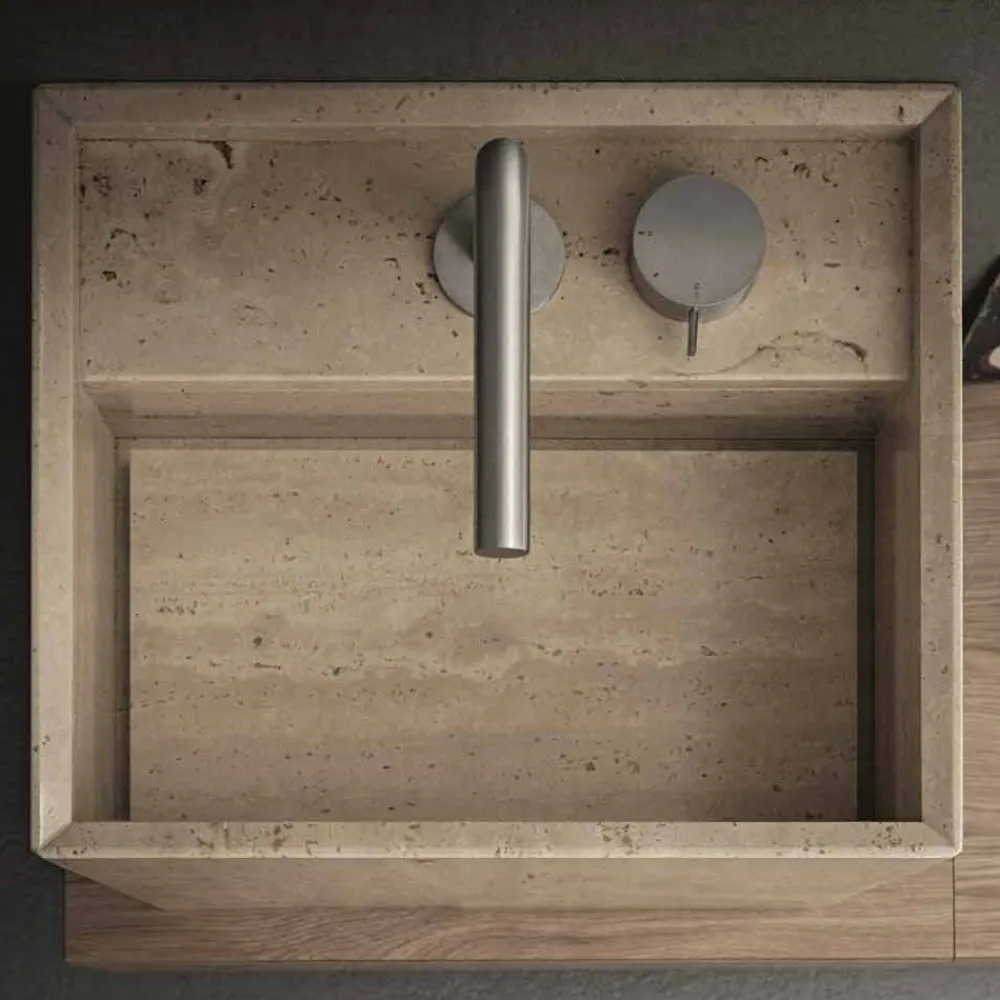 Viadurini Bathroom Steinwaschbecken-Modern Square High Design Arbeitsplatte Stein Badezimmer Waschbecken - Farartlav2
