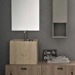 Viadurini Bathroom Steinwaschbecken-Modern Square High Design Arbeitsplatte Stein Badezimmer Waschbecken - Farartlav2