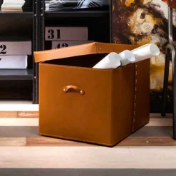 Limac Design Bürozubehör-Moderne Aufbewahrungsbox aus regeneriertem Leder Made in Italy - Gabry