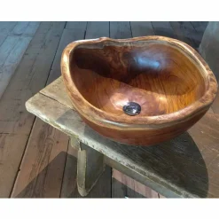 Viadurini Bathroom Holzwaschbecken-Moderne Aufsatzspüle aus natürlichem Teakholz Vigevano