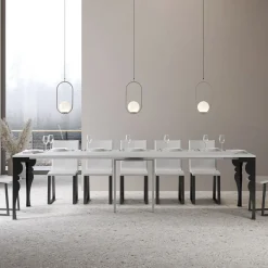 Viadurini Living Ausziehbarer Konsolentisch-Moderne ausziehbare Konsole aus anthrazitfarbenem Holz und Metall, hergestellt in Italien – Sassone