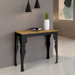 Viadurini Living Ausziehbarer Konsolentisch-Moderne ausziehbare Konsole aus anthrazitfarbenem Holz und Metall, hergestellt in Italien – Sassone