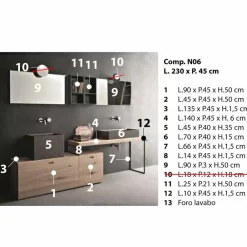 Viadurini Bathroom Badmöbel Stehend-Moderne Badezimmerzusammensetzung von Möbeln mit Bodendesign Hergestellt in Italien - Farart6