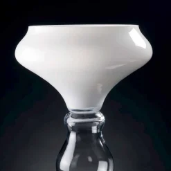Viadurini Living Deko Vasen-Moderne dekorative Vase aus weißem und transparentem Glas Made in Italy - Vulcano