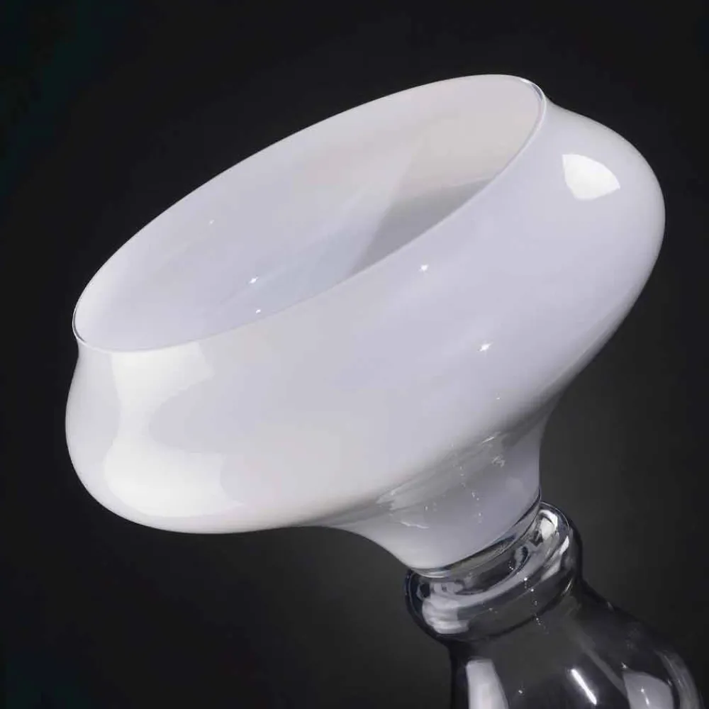 Viadurini Living Deko Vasen-Moderne dekorative Vase aus weißem und transparentem Glas Made in Italy - Vulcano