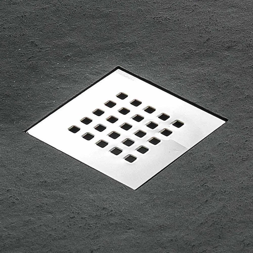 Viadurini Bathroom Rechteckige Duschwannen-Moderne Duschwanne 90x80 in Harz-Effekt Stein und Stahl - Domio