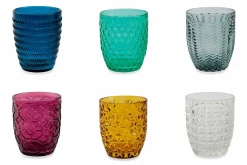 Viadurini Kitchen Gläser Set-Moderne farbige Glas dekorierte Gläser, die Wasser 12 Stücke dienen - mischen