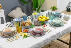 Viadurini Kitchen Gläser Set-Moderne farbige Glas dekorierte Gläser, die Wasser 12 Stücke dienen - mischen