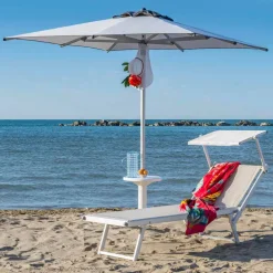 Viadurini in the Garden Sonnenliegen-Moderne Garten Chaiselongue mit Sonnenschirm und liegender Rückenlehne - Arnold