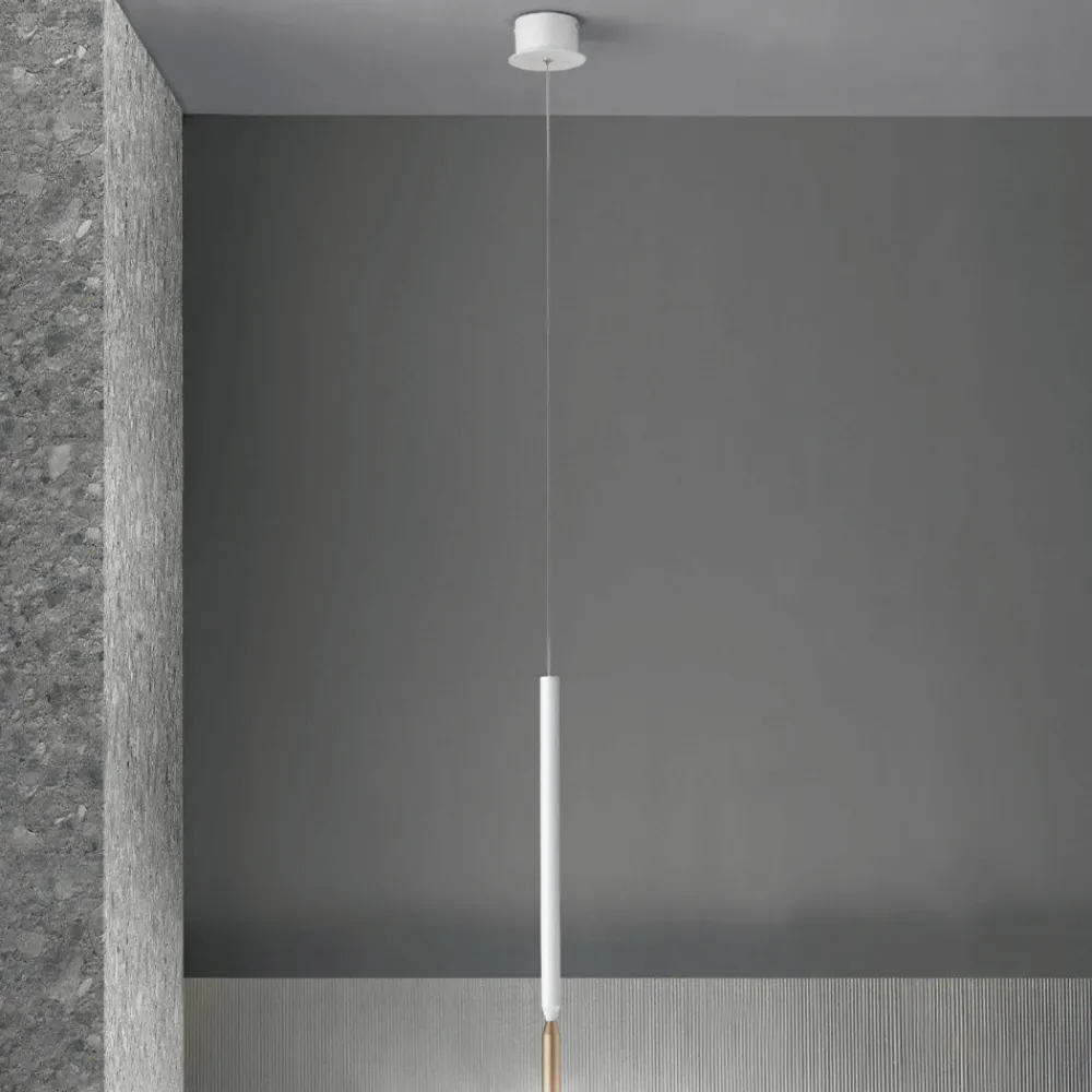 Viadurini Lighting Moderne Pendelleuchten-Moderne Hängelampe mit LED-Licht aus lackiertem Metall – Lärche