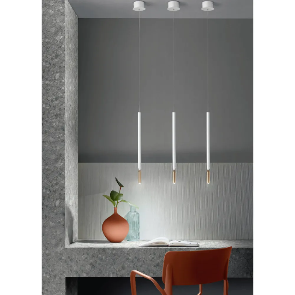 Viadurini Lighting Moderne Pendelleuchten-Moderne Hängelampe mit LED-Licht aus lackiertem Metall – Lärche