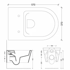 Viadurini Bathroom Wc-Moderne hängende Toilettenschüssel aus Keramik Sun Round 57x37 Italy