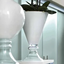 Viadurini Living Deko Vasen-Moderne Indoor-Vase aus weißem und transparentem Glas Made in Italy - Romantic