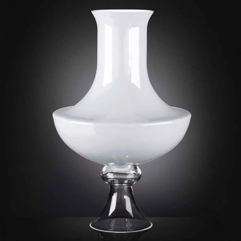 Viadurini Living Deko Vasen-Moderne Indoor-Vase aus weißem und transparentem Glas Made in Italy - Portos