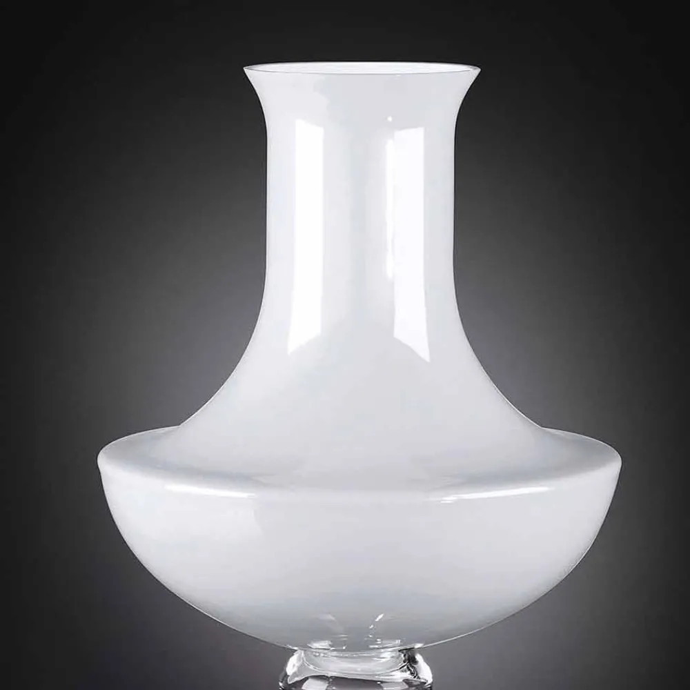 Viadurini Living Deko Vasen-Moderne Indoor-Vase aus weißem und transparentem Glas Made in Italy - Portos