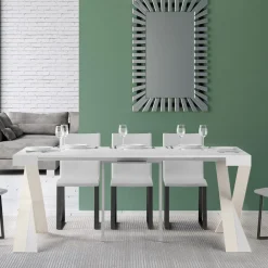 Viadurini Living Ausziehbarer Konsolentisch-Moderne Konsole, ausziehbar auf 300 cm, mit weißem Rahmen, hergestellt in Italien – Spiegel