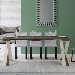 Viadurini Living Ausziehbarer Konsolentisch-Moderne Konsole, ausziehbar auf 300 cm, mit weißem Rahmen, hergestellt in Italien – Spiegel