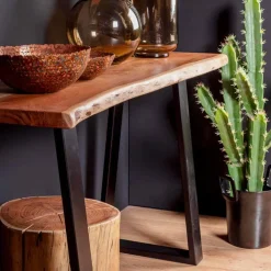 Viadurini Living Konsolentisch Flur-Moderne Konsole im Akazienholz- und Stahldesign Homemotion - Teresanna